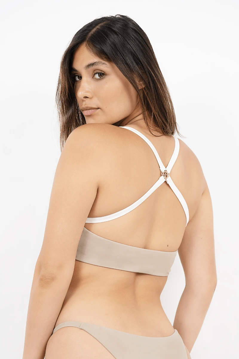 Crete Econyl® Cross Back Bikini Top | Sand 4 Crete Econyl® Cross Back Bikini Top | Sand - Image 2