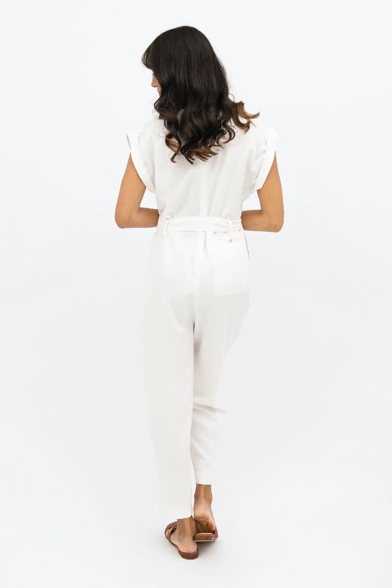 Dakar TENCEL™ Straight Leg Jumpsuit | Porcelain 5 Dakar TENCEL™ Straight Leg Jumpsuit | Porcelain - Image 3