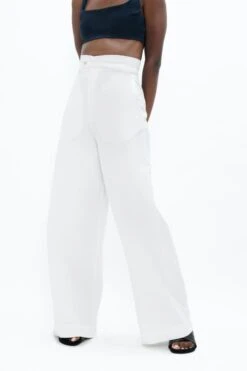 Florence Organic Cotton Wide Leg Trousers | White Dove -Women Clothing Store 1 people florence flr pants white dove 30625431126129