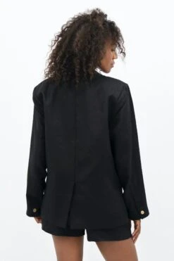 Havana Linen Oversized Blazer | Licorice -Women Clothing Store 1 people havana hav oversized blazer licorice 30625424736369