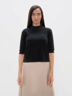 Doha PYRATEX® High Neck Top | Black Sand