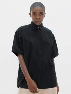 Vienna Organic Cotton Poplin Short Sleeved Shirt | Eclipse