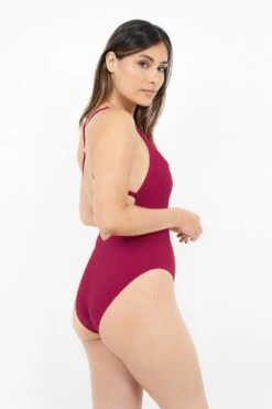 Mykonos ECONYL® Yarn Cross Back Swimsuit | Red Coral -Women Clothing Store 1 people mykonos jmk criss cross swimsuit red coral 30625491910769