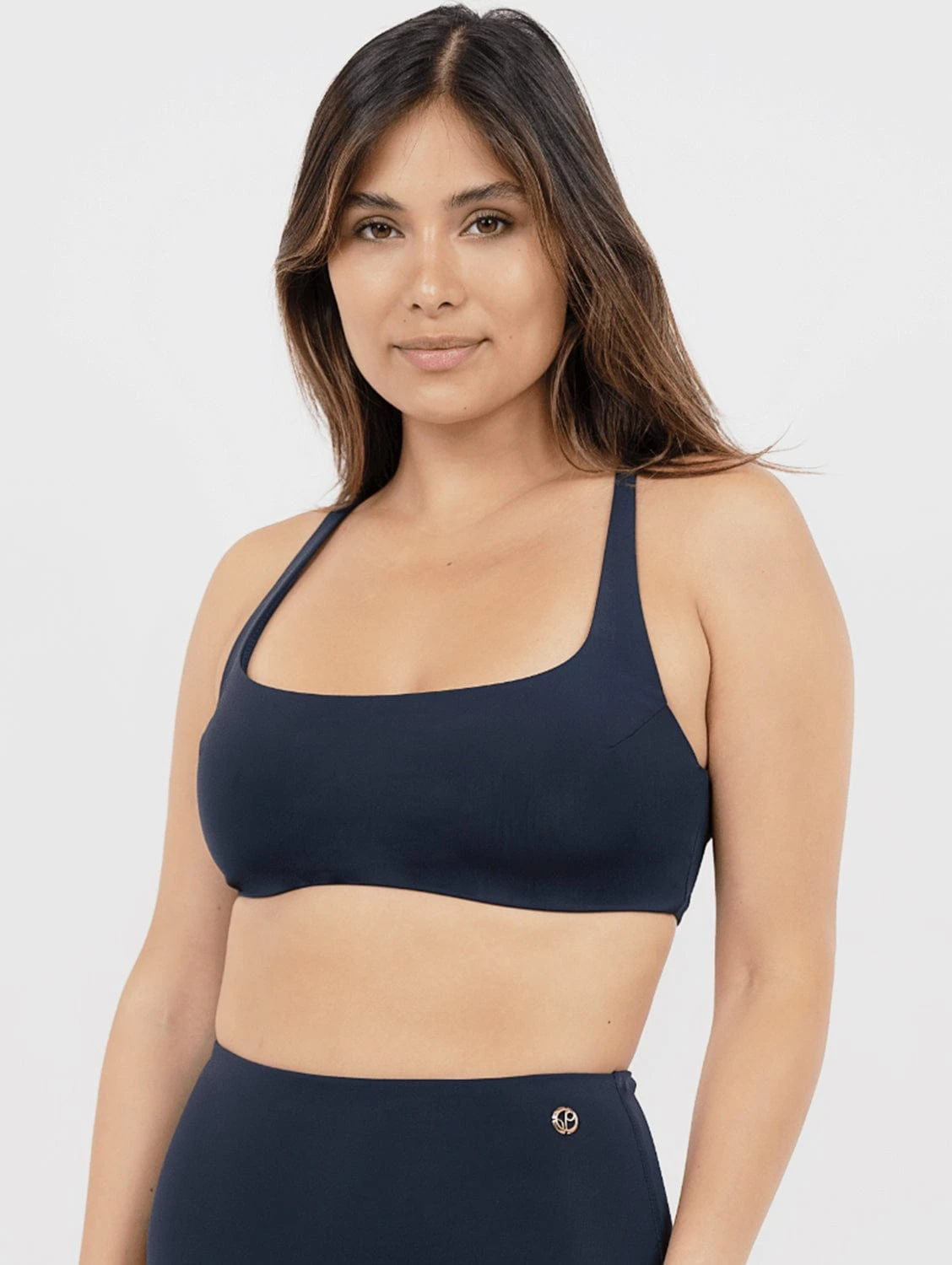 Crete Econyl® Cross Back Bikini Top | Pebble 3 Crete Econyl® Cross Back Bikini Top | Pebble