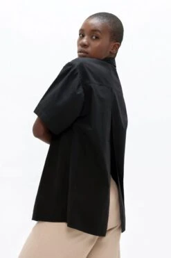 Vienna Organic Cotton Poplin Short Sleeved Shirt | Eclipse -Women Clothing Store 1 people vienna vie short sleeves shirt eclipse 30625741865073