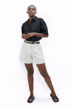 Vienna Organic Cotton Poplin Short Sleeved Shirt | Eclipse -Women Clothing Store 1 people vienna vie short sleeves shirt eclipse 30625741930609