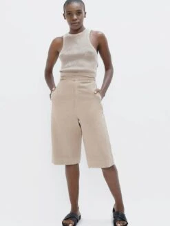 Florence Organic Cotton Twill Knee Trousers | Sand