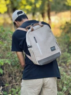 Small Vegan Hemp Backpack | Beige & Green -Women Clothing Store 8000kicks small hemp backpack in beige and green 30726936658033