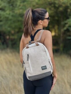 Small Vegan Hemp Backpack | Beige & Green -Women Clothing Store 8000kicks small hemp backpack in beige and green 30726936690801