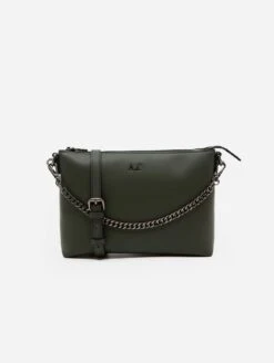 Peta Vegan Silicon Leather Crossbody Pouch | Moss
