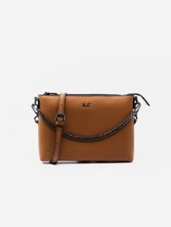 Peta Vegan Silicon Leather Crossbody Pouch | Tan