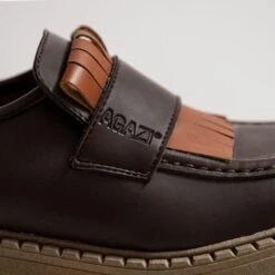 Diane Women's 3 In 1 Apple Leather Vegan Loafers | Chocolate & Dark Sole -Women Clothing Store agazi 3 in 1 apple loafers diane chocolate dark sole 30752279986289