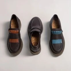 Diane Women's 3 In 1 Apple Leather Vegan Loafers | Chocolate & Dark Sole -Women Clothing Store agazi 3 in 1 apple loafers diane chocolate dark sole 30752280117361