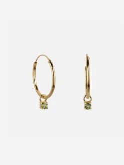 Irem Recycled 925 Sterling Silver Peridot Hoop Earrings | Gold Vermeil
