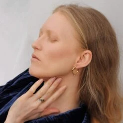 Livia Recycled 925 Sterling Silver London Topaz Hoop Earrings | Gold Vermeil -Women Clothing Store ana dyla livia recycled 925 sterling silver london topaz hoop earrings gold vermeil 29260061376625