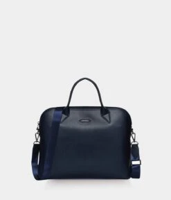 City Vegan Apple Skin Leather Briefcase | Navy Blue -Women Clothing Store ashoka paris porte documents full apple skin city bleu marine 30667575328881