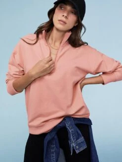 Brooklyn Organic Zip Sweatshirt | Pink Clay