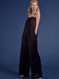 Angelina Ecojilin Viscose Spaghetti Strap Jumpsuit | Caviar Black