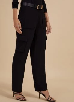Azalea Ecojilin Viscose Luxe Cargo Trousers | Caviar Black -Women Clothing Store baukjen azalea ecojilin trousers 30306763997297