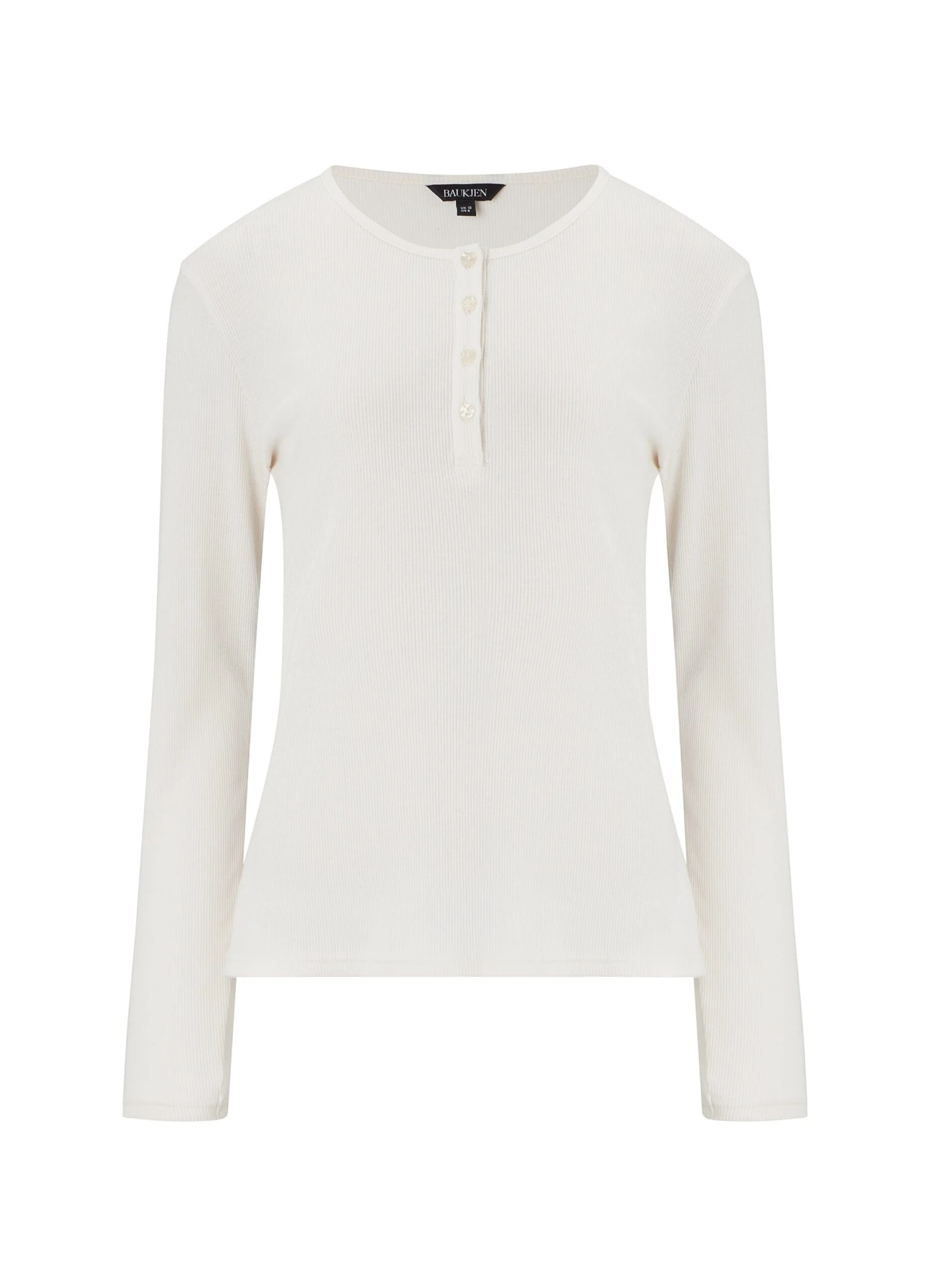 Baukjen Essentials Organic Cotton Long Sleeve Henley Top | Antique White 7 Baukjen Essentials Organic Cotton Long Sleeve Henley Top | Antique White - Image 5