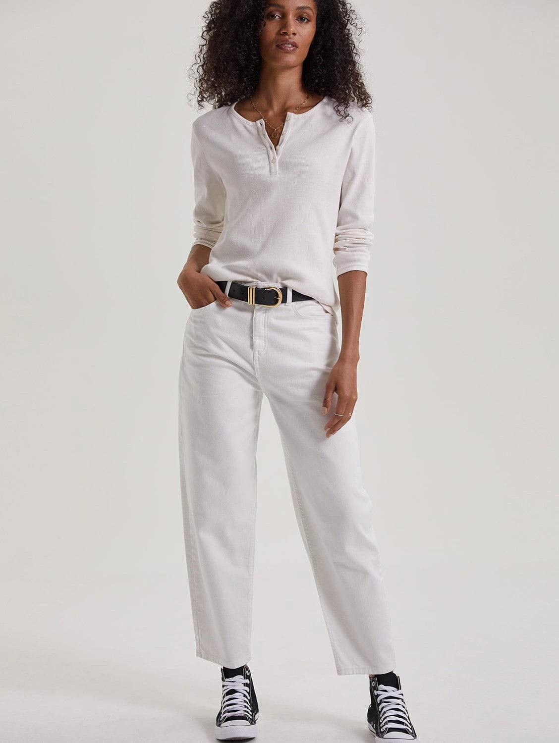 Baukjen Organic Cotton Barrell Leg Jeans | Soft White 3 Baukjen Organic Cotton Barrell Leg Jeans | Soft White