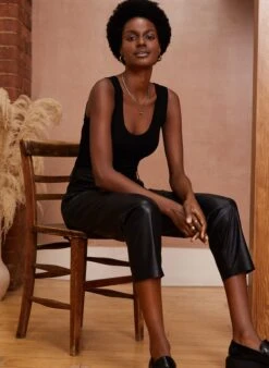 Brenna Scoop Neck LENZING™ ECOVERO™ Jersey Vest Top | Caviar Black -Women Clothing Store baukjen brenna top with lenzing ecovero 29934058209393