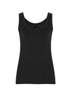 Brenna Scoop Neck LENZING™ ECOVERO™ Jersey Vest Top | Caviar Black -Women Clothing Store baukjen brenna top with lenzing ecovero 29934058274929