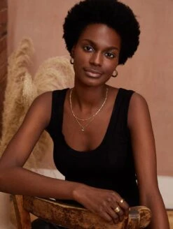 Brenna Scoop Neck LENZING™ ECOVERO™ Jersey Vest Top | Caviar Black