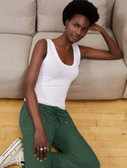 Brenna Scoop Neck LENZING™ ECOVERO™ Jersey Vest Top | Pure White