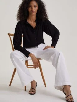 Imken LENZING™ ECOVERO™ Jersey Pintuck Blouse | Caviar Black