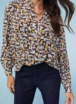 Jaqueline LENZING™ ECOVERO™Blouse | Chocolate Watercolour Floral -Women Clothing Store baukjen jaqueline blouse with lenzing ecovero 30806579871857