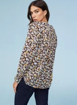 Jaqueline LENZING™ ECOVERO™Blouse | Chocolate Watercolour Floral -Women Clothing Store baukjen jaqueline blouse with lenzing ecovero 30806579904625