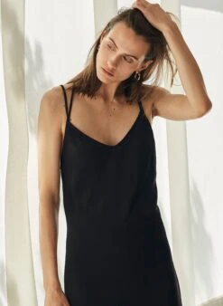 Kat Ecojilin Viscose Midi Slip Dress | Caviar Black 8 Kat Ecojilin Viscose Midi Slip Dress | Caviar Black -Women Clothing Store baukjen kat ecojilin dress 30456034984049