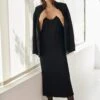 Kat Ecojilin Viscose Midi Slip Dress | Caviar Black 1 Kat Ecojilin Viscose Midi Slip Dress | Caviar Black -Women Clothing Store baukjen kat ecojilin dress 30459367784561