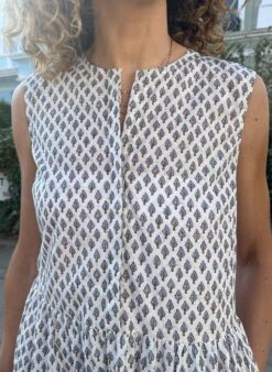 Kathleen Sleeveless Organic Cotton Poplin Midi Dress | White Woodblock Print -Women Clothing Store baukjen kathleen sleeveless organic cotton poplin midi dress white woodblock print 30085509709937
