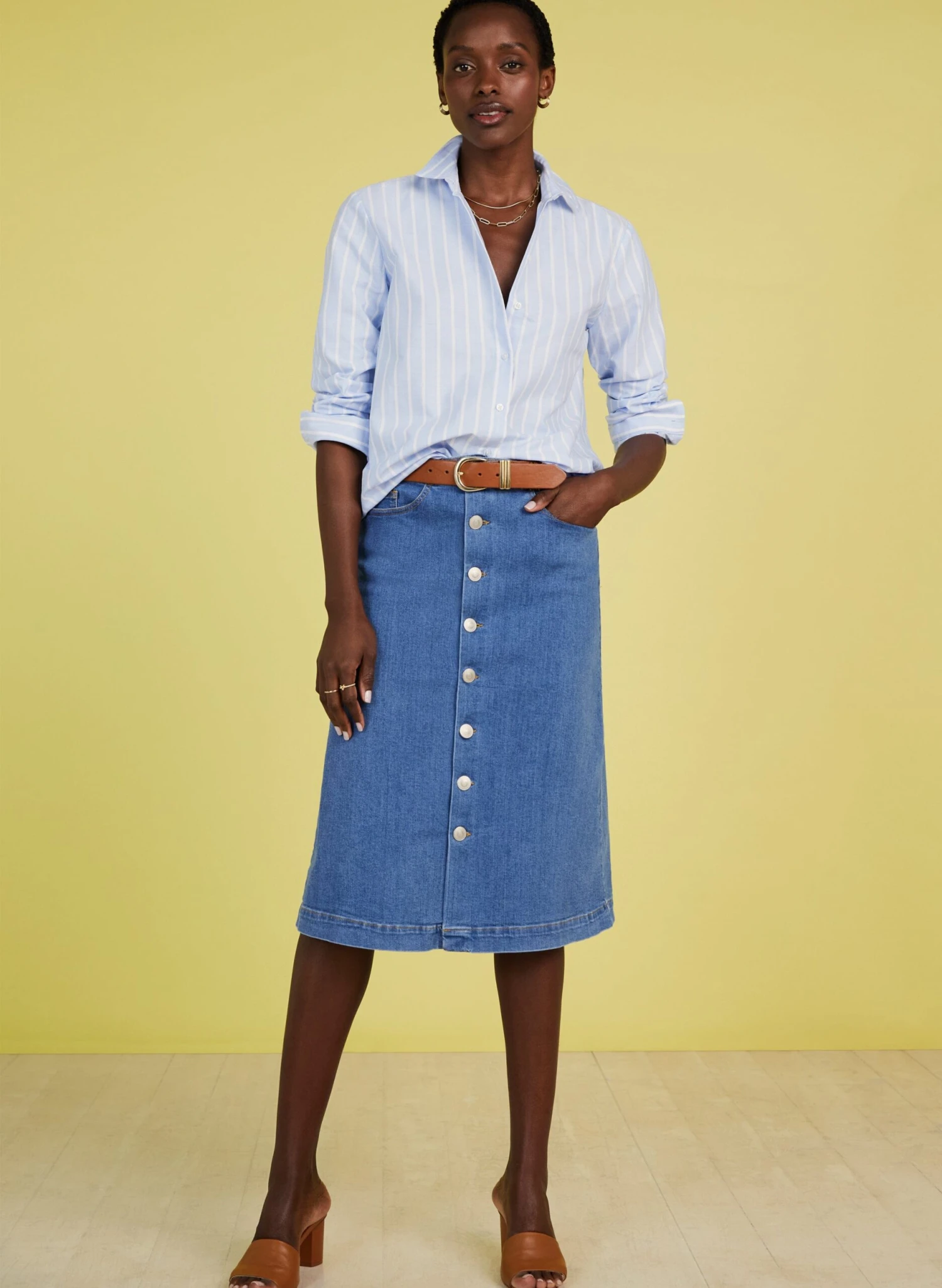 Lou Organic Cotton Denim Skirt | Washed Indigo 4 Lou Organic Cotton Denim Skirt | Washed Indigo - Image 2
