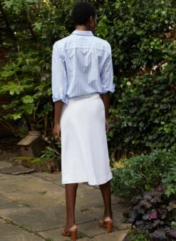 Lou Organic Cotton Denim Skirt | Soft White -Women Clothing Store baukjen lou organic skirt 30722529886321