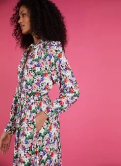 Luna Midi Dress With Livaeco | Pink Bloom -Women Clothing Store baukjen luna midi dress with livaeco 30607529181297