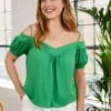 Margaux LENZING™ ECOVERO™ Jersey Off-The-Shoulder Top | Jasper Green