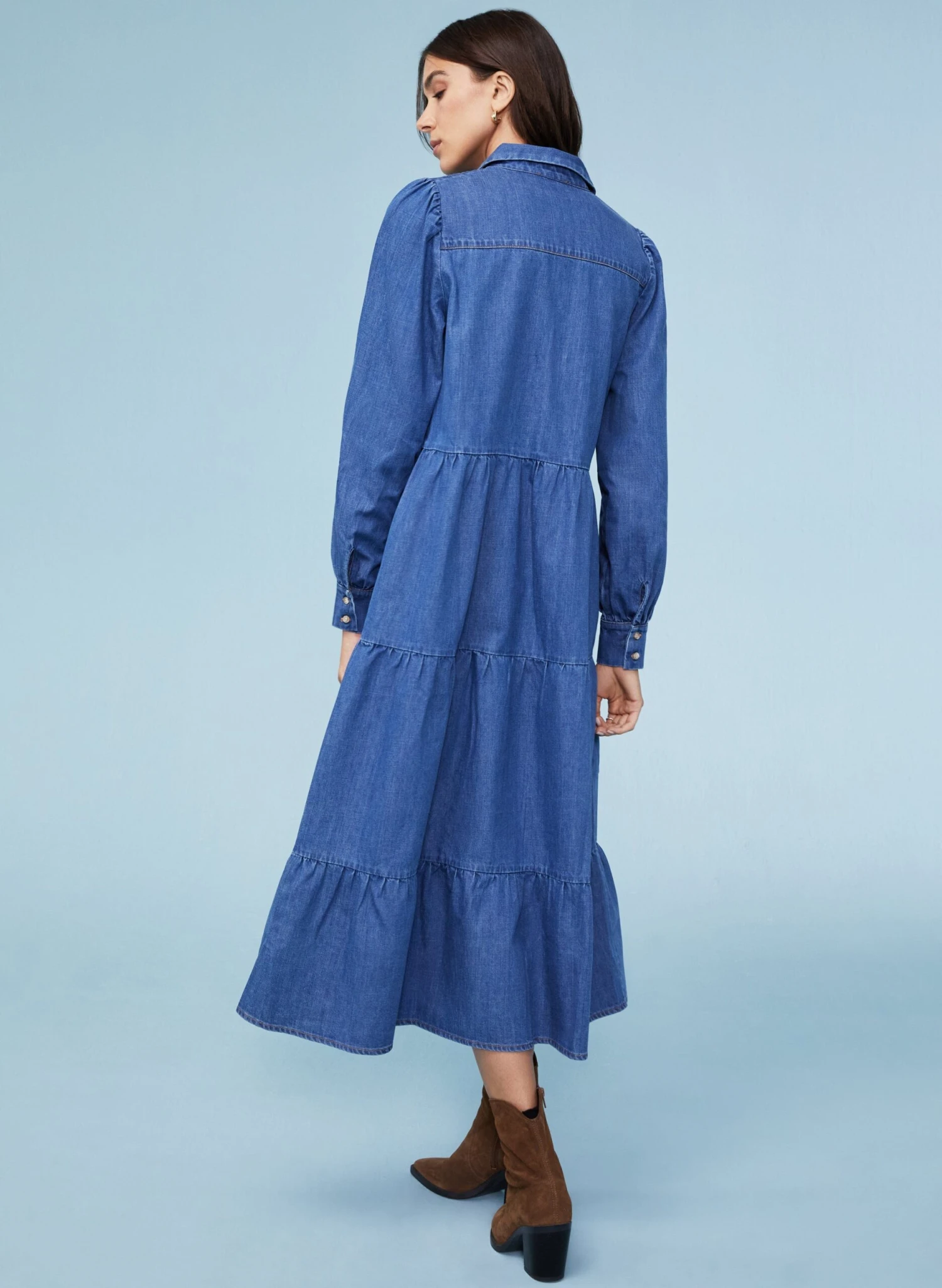 Mel Organic Cotton Dress | Washed Indigo 6 Mel Organic Cotton Dress | Washed Indigo - Image 4