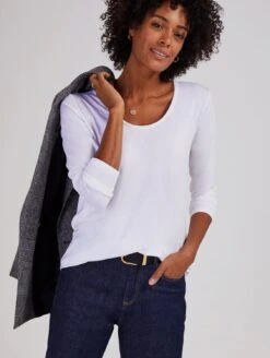 Baukjen Essentials LENZING™ ECOVERO™ Relaxed Long Sleeve Top | Pure White