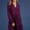 Ramona LENZING™ ECOVERO™ Jersey Tiered Dress | Dark Cherry -Women Clothing Store baukjen ramona dress with lenzing ecovero 30307446259825