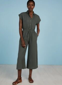 Rosie Hemp Jumpsuit | Khaki -Women Clothing Store baukjen rosie hemp jumpsuit 30722546008177