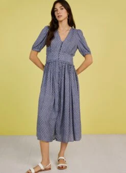 Suzy LENZING™ ECOVERO™ Dress | Blue Woodblock 7 Suzy LENZING™ ECOVERO™ Dress | Blue Woodblock -Women Clothing Store baukjen suzy dress with lenzing ecovero 30680000495729
