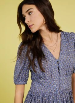 Suzy LENZING™ ECOVERO™ Dress | Blue Woodblock 9 Suzy LENZING™ ECOVERO™ Dress | Blue Woodblock -Women Clothing Store baukjen suzy dress with lenzing ecovero 30680000528497