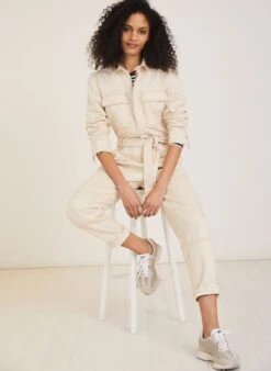 Tayla Organic Cotton Boilersuit | Ecru -Women Clothing Store baukjen tayla organic boilersuit 30711243276401