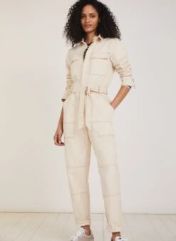 Tayla Organic Cotton Boilersuit | Ecru -Women Clothing Store baukjen tayla organic boilersuit 30711243341937
