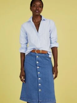 Lou Organic Cotton Denim Skirt | Washed Indigo