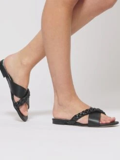 Bloom Ella Vegan Leather Open Back Sandals | Black