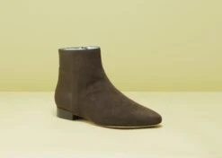 Bloom Chiara Vegan Suede Flat Ankle Boots | Khaki -Women Clothing Store bloom chiara khaki boots 30413304823921